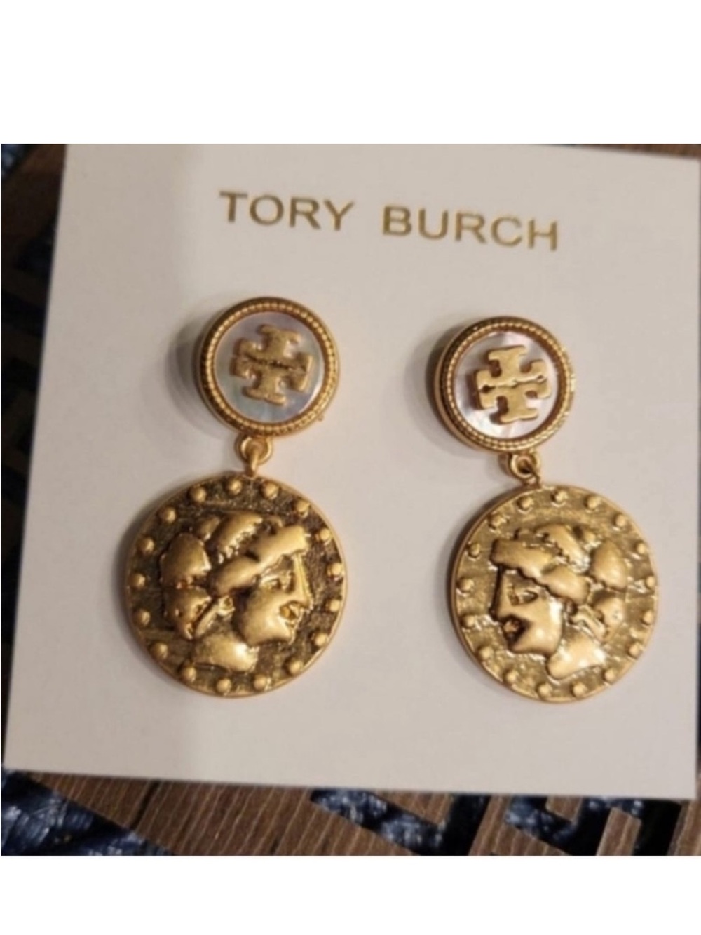 Tory Burch Gold Coin Drop Earrings